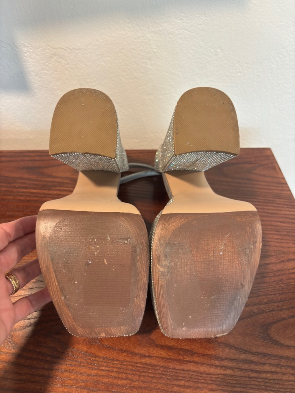 Steve Madden Kassiani Silver Crystal Platform Sandals size 7 - Picture 7 of 8